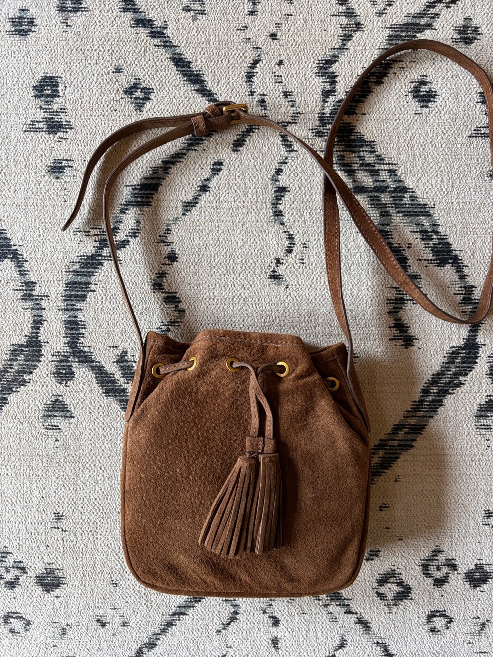 Zara Gathered Suede Leather Mini Crossbody Bag NWOT Brown